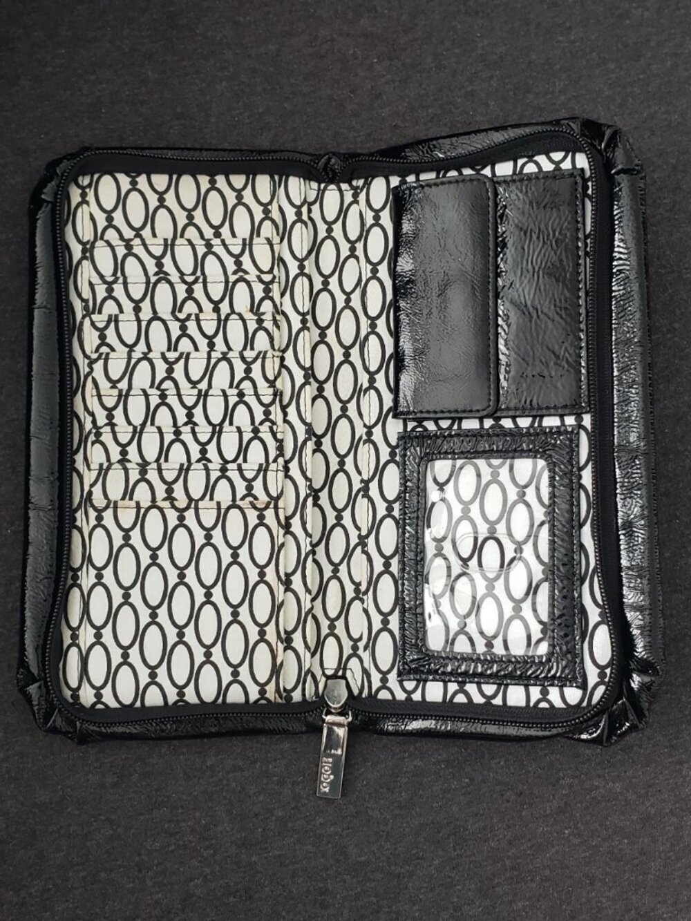 HOBO- Black Patent Leather Clutch, 8 CC Slots - Picture 2 of 4